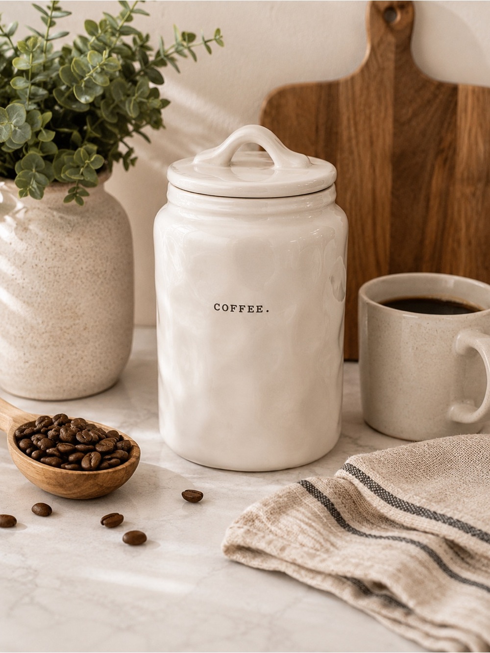 Rae Dunn 2018 Typewriter Font Coffee & Sugar Canister Set 2
